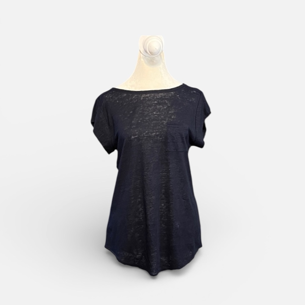 Ann Taylor LOFT Linen Knit Short Sleeve Tee in Navy Blue Size XS NEW